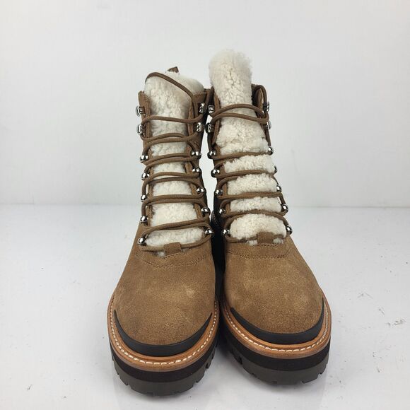 Marc Fisher Lzzie Women's Combat Boot Real Fur Brown Size 7 M - Picture 5 of 10